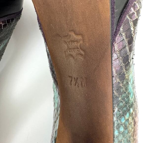 Donald J. Pliner Womens Platform Peep Toe Heels Size 7.5 Snake Print Leather - Picture 10 of 11